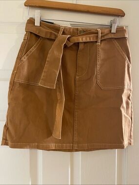 Tinsel Camel Tie-Waist Mini Skirt